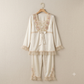 The Flourish Embellished Satin Co-ord – Ivory