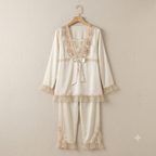 The Flourish Embellished Satin Co-ord – Ivory