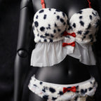 Wild Safari Leopard Plush Lingerie Set – Faux Fur & Mesh Babydoll-2305 Furr