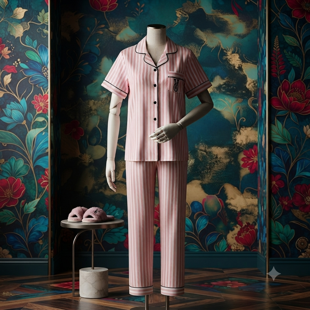 Women's Striped Button-Down Night Suit – Soft Half Sleeve Pajama Set | 2 Piece Sleepwear