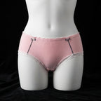 Women's Ribbed Cotton Briefs with Lace Trim & Bow Accents -6126