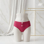 Pack of 3 Women's Ribbed Cotton Panties with Pearl Charm -8862