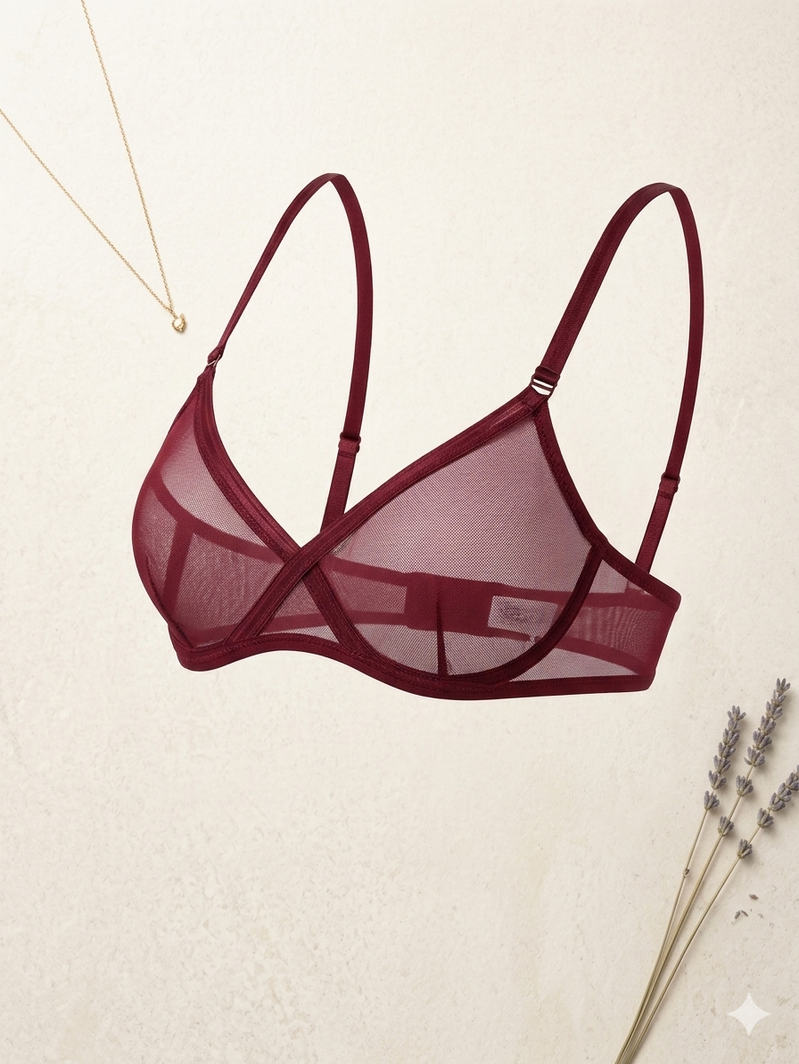 Pack Of 2 Non-Padded & Non-Wired Cotton Full Cover Full Net Transparent Bra