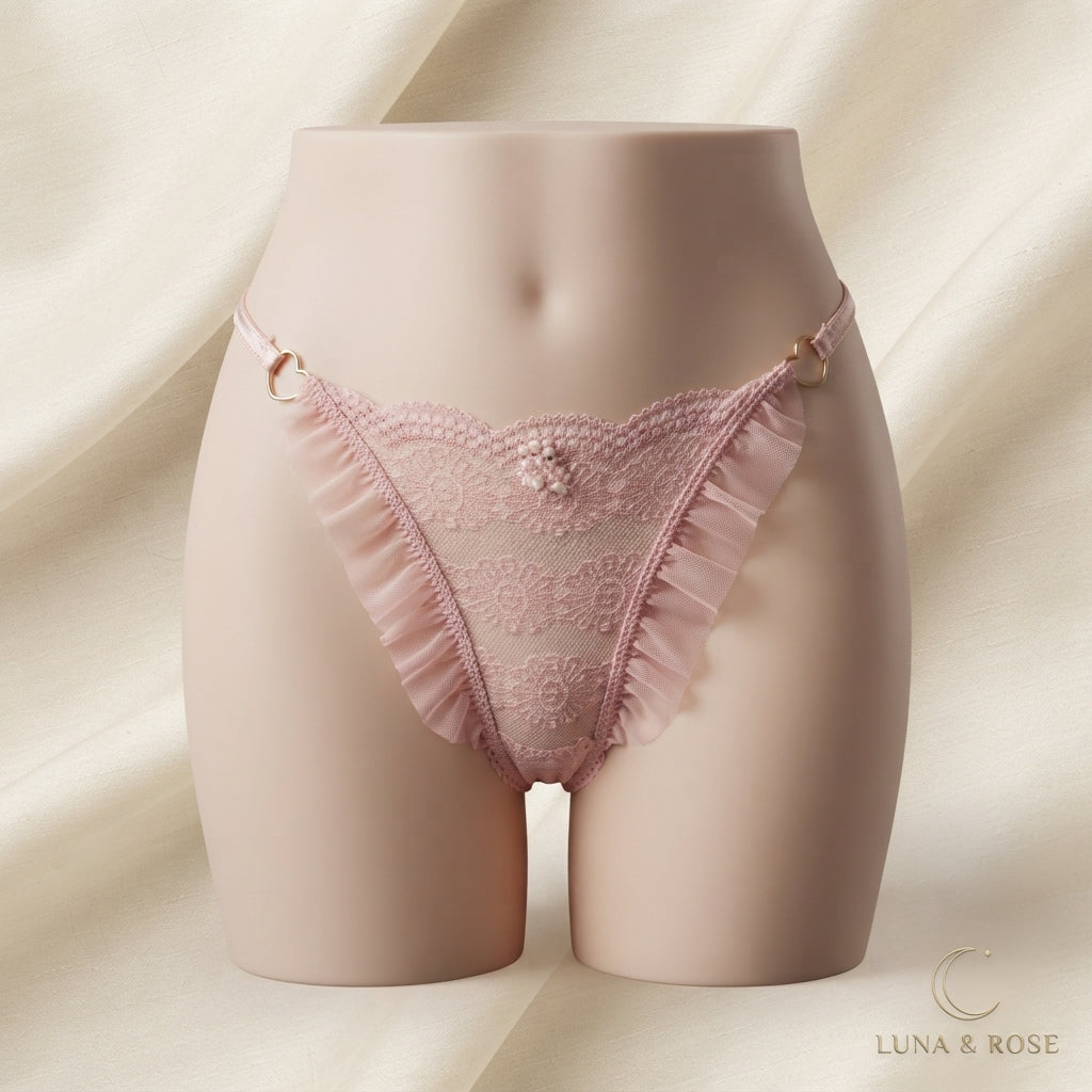 Pack Of 3 Women's Elegant Floral Lace Panty with Ruffle Frill Detailing, Soft Sheer Lace Fabric, Stylish Feminine Design, Comfortable Ladies Underwear & Beautiful Delicate Lingerie 351