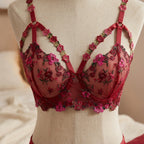 Floral Embroidered Sheer Lingerie Set -118