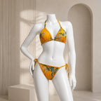 Women's Padded Triangle Bikini Set – Floral & Geometric Print Beachwear BIK-1125