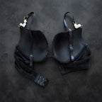 Luxury Pearl-Strap Lace Padded Bra Black -9091