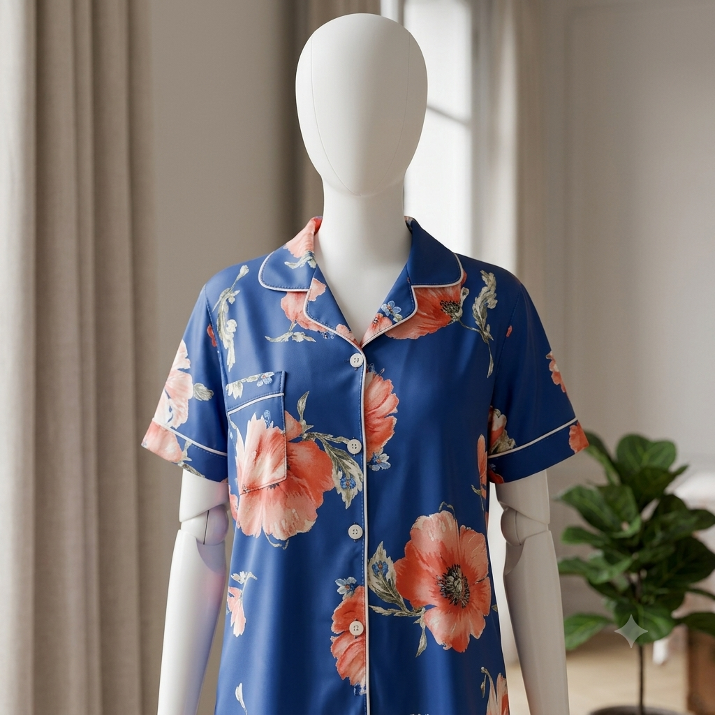 Premium Luxury 2-Piece Short-Sleeve Lounge & Sleepwear Night Suit Set COR-98812