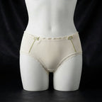 Women's Ribbed Cotton Briefs with Lace Trim & Bow Accents -6126