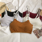 Pack of 2 Fashion Casual Letter Printing Fitness Bra Breathable Sexy Seamless Back Hook Removable Padded Fitness Bra-1801