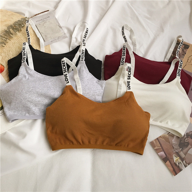 Pack of 2 Fashion Casual Letter Printing Fitness Bra Breathable Sexy Seamless Back Hook Removable Padded Fitness Bra-1801