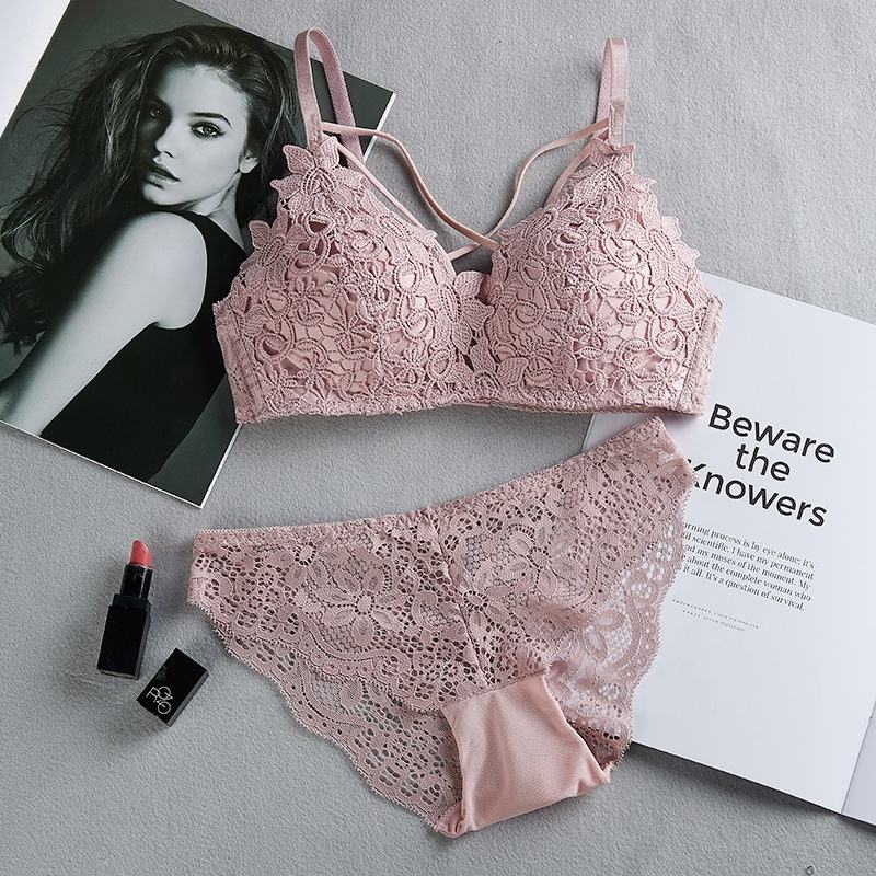 Shezaib Women's Set Wire Free Push Up Lace Female Underwear Set Transparent Panties Seamless Female Underwear and Panty Set 8815