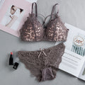 Shezaib Women's Set Wire Free Push Up Lace Female Underwear Set Transparent Panties Seamless Female Underwear and Panty Set 8815