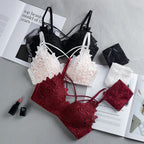Shezaib Women's Set Wire Free Push Up Lace Female Underwear Set Transparent Panties Seamless Female Underwear and Panty Set 8815