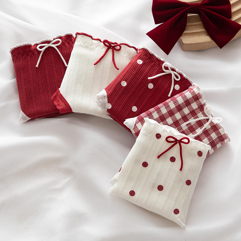 Pack of 5 Pure Cotton Seamless Girls’ Briefs – Color Block, Polka Dot & Checkered Cute Stretchy Underwear for Girls & Women – 0139