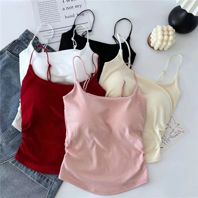 Shezaib New Pack Of 3 New Plain Soft Padded Spaghetti Top For Girls 213