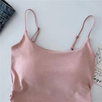 Shezaib New Pack Of 3 New Plain Soft Padded Spaghetti Top For Girls 213