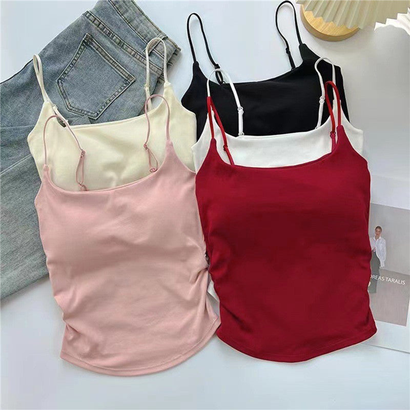 Shezaib New Pack Of 3 New Plain Soft Padded Spaghetti Top For Girls 213