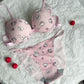 Shezaib High Quality Front Open 4 In 1  Push-up Hello Kitty Print Adjustable Straps Bra Panty Set 016