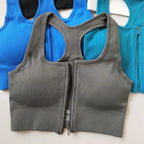 Pack of 3 Ribbed Padded Front Zip Sports Bras – Breathable Activewear    299