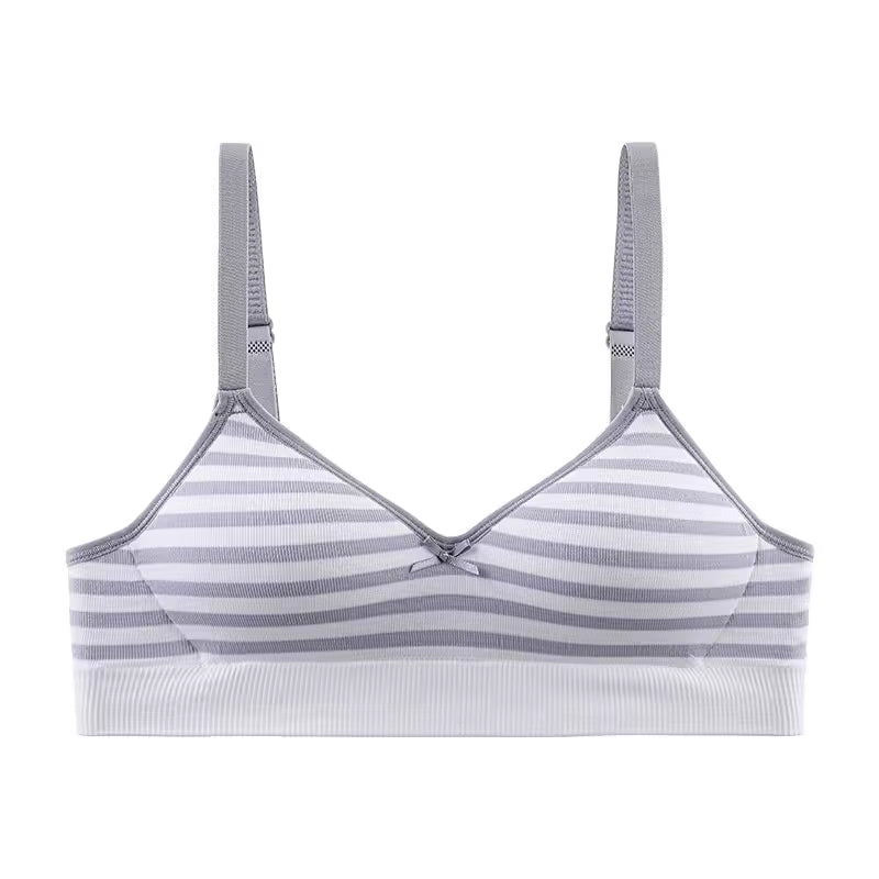 Pack of 2 Light Padded Soft T-Shirt Bras – Seamless Striped Everyday Comfort Set 807