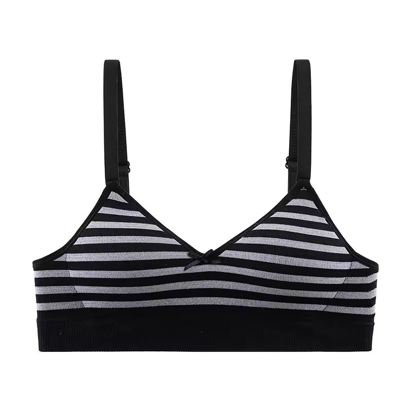 Pack of 2 Light Padded Soft T-Shirt Bras – Seamless Striped Everyday Comfort Set 807