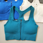 Pack of 3 Ribbed Padded Front Zip Sports Bras – Breathable Activewear    299