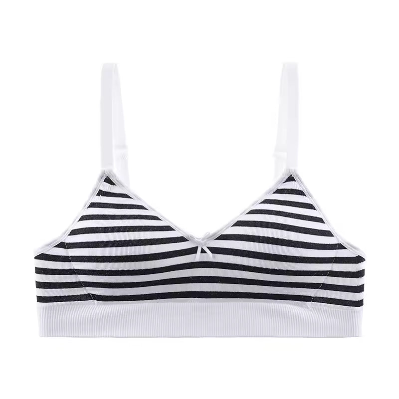 Pack of 2 Light Padded Soft T-Shirt Bras – Seamless Striped Everyday Comfort Set 807