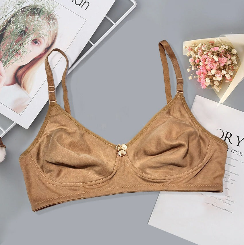 Flourish IMAGE-B High Quality 2-in-1 Non Padded Cotton jersey Bra with Free Invisible Straps – Soft, Pure, Comfortable & Full Coverage Non-Padded T-Shirt Bra