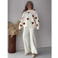 New High Quality Heart Printed Warm Winter Fleece Shirt & Pajama Winter Suit Co-Ord Set