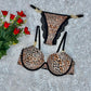 New High Quality Chain Style Straps Front Metal Wired Bra & Panty Set 1127