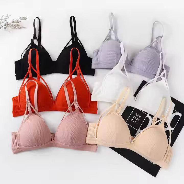 Pack Of 2 New Women's Sexy Double Strap Push Up Deep V Neck Triangle Padded Adjustable Straps Bra 223