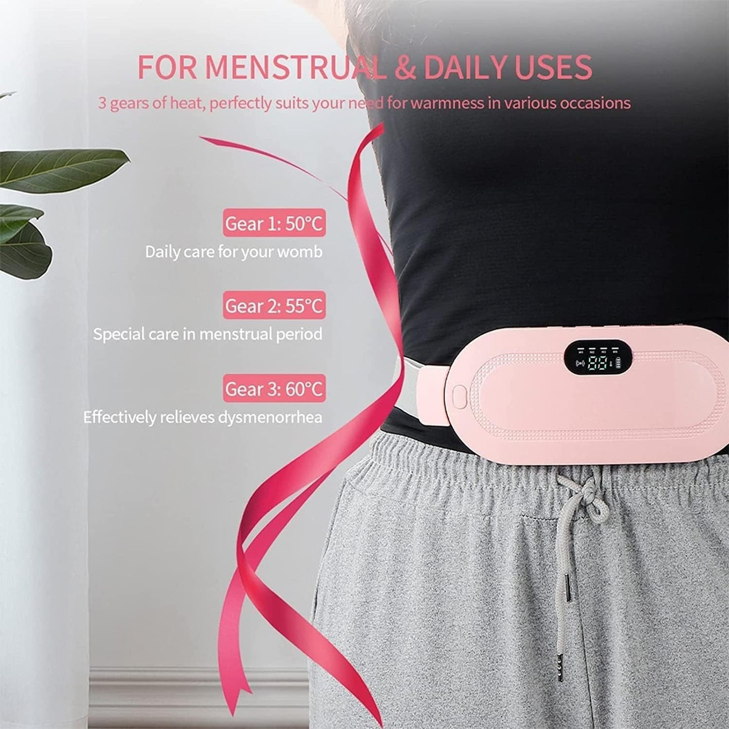 New Period Cramp Relief Electric Heating Belt Massager Menstrual Cramp Relieve Therapy Vibration Massager Heating Belt