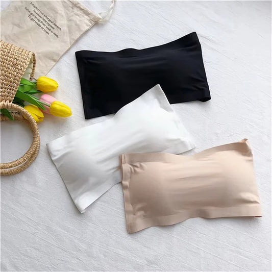 New Silk Strapless Back Hook Soft Padded Bralete Comfortable Bandeau Bra for girls and women