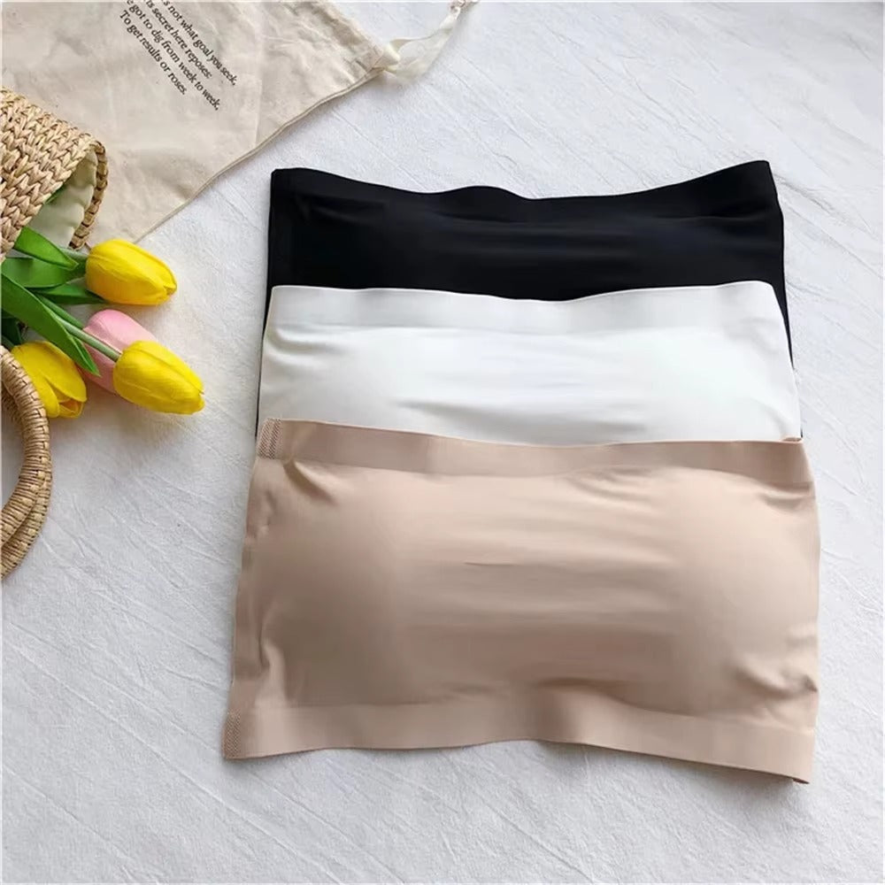 New Silk Strapless Back Hook Soft Padded Bralete Comfortable Bandeau Bra for girls and women