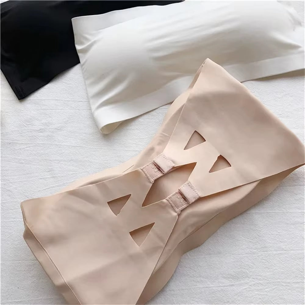 New Silk Strapless Back Hook Soft Padded Bralete Comfortable Bandeau Bra for girls and women