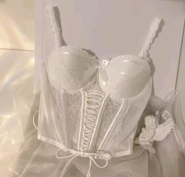 Lace Lingerie Set – Corset Style Bra & Panty with Adjustable Straps F12