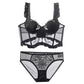 Flourish Luxury Lace Corset Bra & Panty Set | Lightly Padded Underwired Cups with Elegant Floral Detailing 250