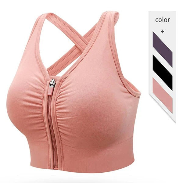 Shezaib Front Zipper Sports Bra – Criss-Cross Back Support, Padded Comfort 288