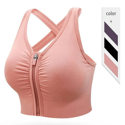 Shezaib Front Zipper Sports Bra – Criss-Cross Back Support, Padded Comfort 288
