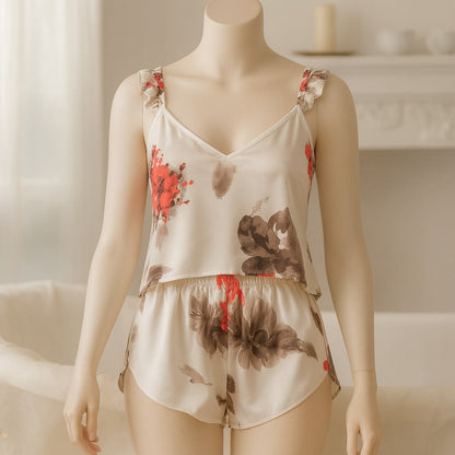 Shezaib 2 pcs silk Cami Sets Charming Style Short Non Padded Inner and Short Nighty D215
