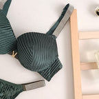 Shezaib Velvet Shine Bra & Panty Set – Luxury Rhinestone Strap Lingerie 2022