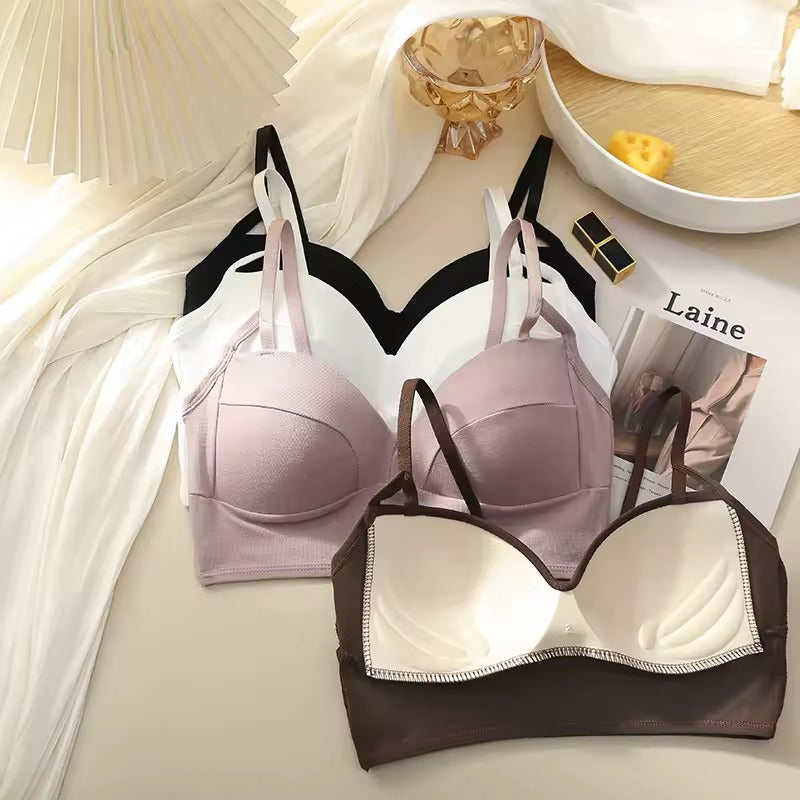 1 Pc Soft Padded Double-Strap Seamless Bra – Comfortable Daily Wear Cotton Blend Bra for Girls & Women – Daisin 828