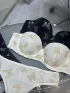 Shezaib Velvet Butterfly Print Bra & Panty Set – Soft Padded, Wired, Premium Lingerie for Girls & Women 8092