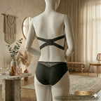 Shezaib Bridal Strapless Corset Set – Elegant Black Floral Lace Padded Underwired Bra & Matching Panty Lingerie Set 2818