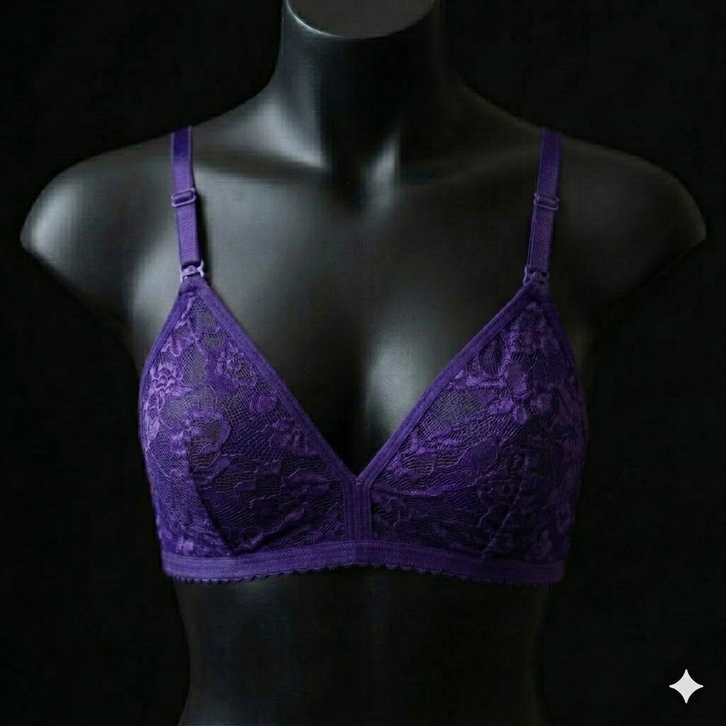Flourish Pack of 3 Full Net Lace Summer Bralette Collection – Non Padded Soft & Breathable Comfort Wear 128225