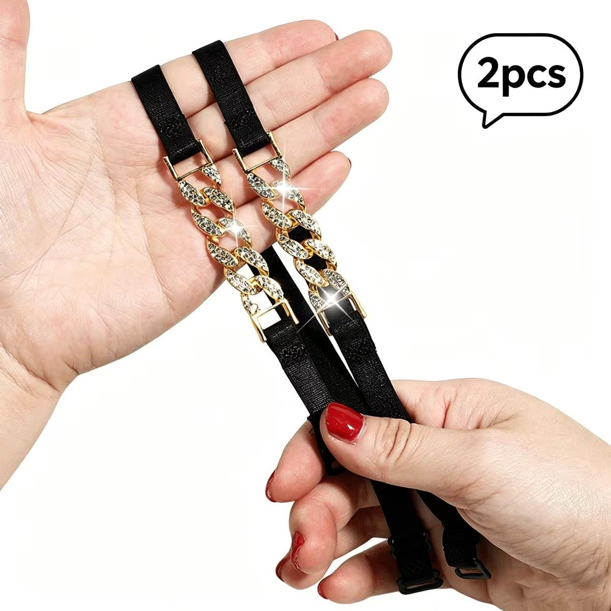 2pcs - Chain Connection Shoulder Straps, Invisible Anti-Slip Lingerie Straps, Women'S Lingerie And Lingerie Additions
