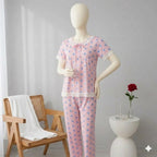 Shezaib Pastel Pink & Blue Polka Dot 2-Piece Nightwear Set -720