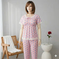 Shezaib Pastel Pink & Blue Polka Dot 2-Piece Nightwear Set -720