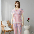 Shezaib Pastel Pink & Blue Polka Dot 2-Piece Nightwear Set -720